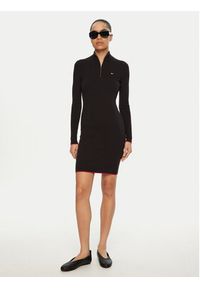 Tommy Jeans Sukienka dzianinowa DW0DW19490 Czarny Slim Fit. Kolor: czarny. Materiał: syntetyk, bawełna #6