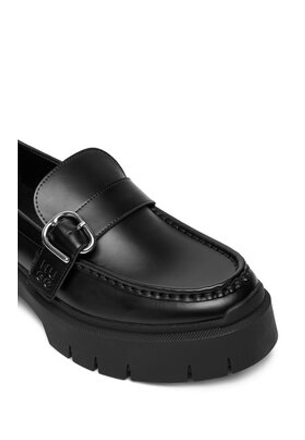 Hugo - HUGO Loafersy 50548196 Czarny. Kolor: czarny. Materiał: skóra