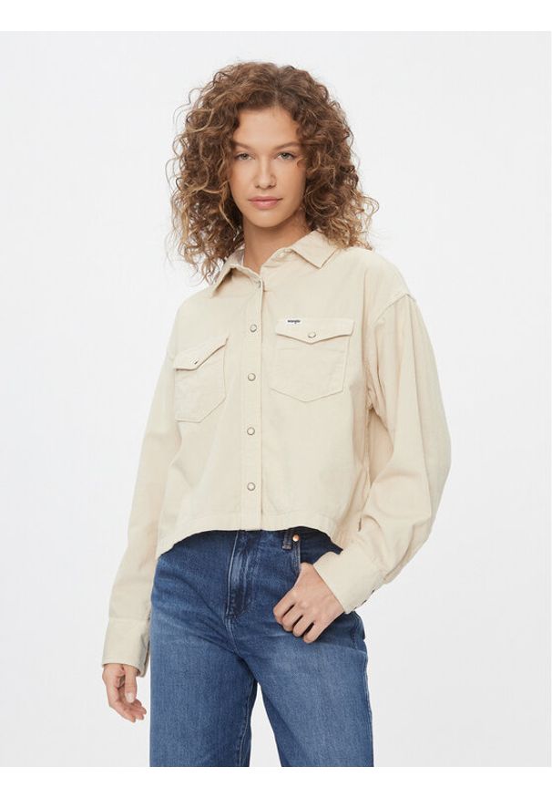 Wrangler Kurtka przejściowa Boxy 112342669 Biały Regular Fit. Kolor: biały. Materiał: bawełna, sztruks