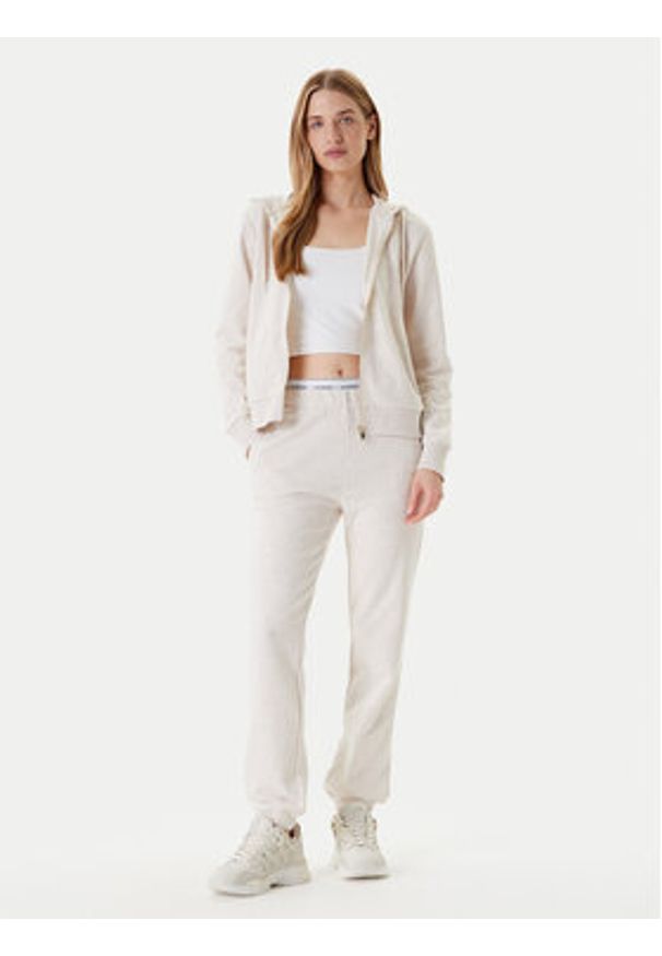 Guess Bluza O5RQ01 KCO31 Beżowy Regular Fit. Kolor: beżowy. Materiał: bawełna