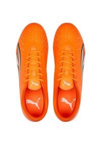 Buty piłkarskie Puma Ultra Play FG/AG M 107224 01 pomarańczowe pomarańcze i czerwienie. Zapięcie: sznurówki. Kolor: pomarańczowy. Materiał: syntetyk. Szerokość cholewki: normalna. Sport: piłka nożna