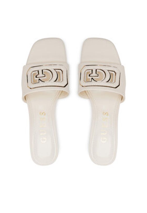 Guess Klapki Gals FLJGAS LEA03 Écru. Kolor: kremowy. Materiał: skóra