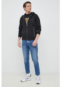 Boss Green - BOSS bluza BOSS GREEN męska kolor czarny z kapturem z nadrukiem. Typ kołnierza: kaptur. Kolor: czarny. Materiał: poliester. Długość rękawa: raglanowy rękaw. Wzór: nadruk #5