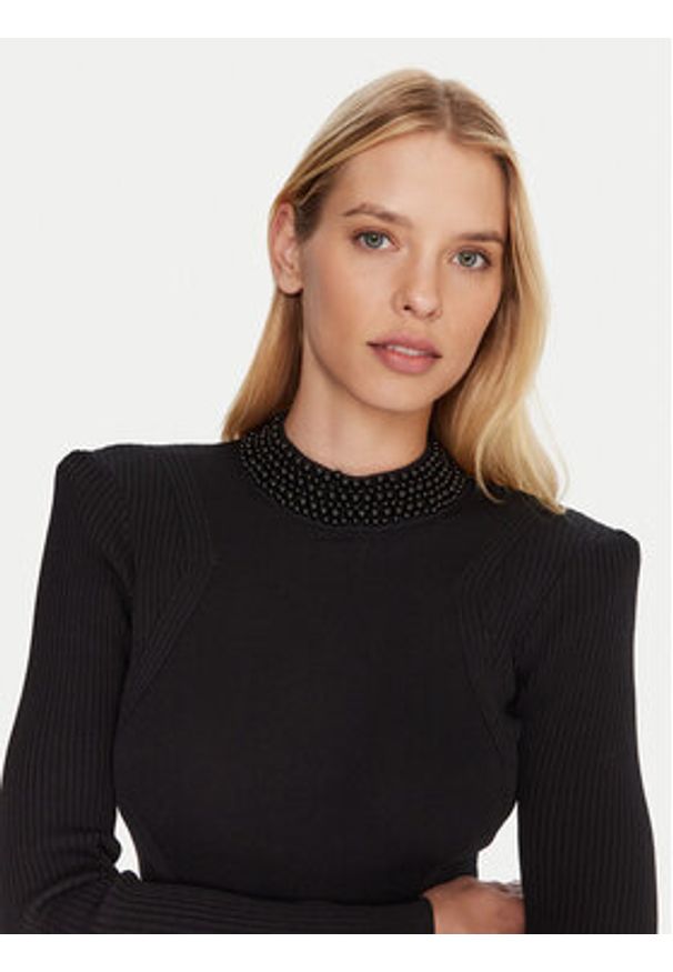 Gaudi Sweter 521FD53036 Czarny Slim Fit. Kolor: czarny. Materiał: syntetyk, wiskoza