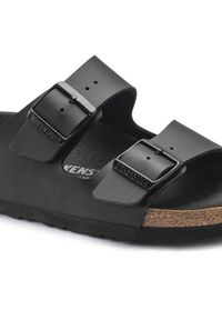 Birkenstock - Klapki damskie BIRKENSTOCK ARIZONA. Okazja: na spacer, na co dzień. Kolor: czarny. Materiał: materiał. Wzór: paski. Sezon: lato. Styl: casual, klasyczny