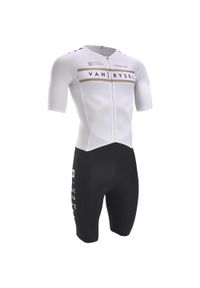 VAN RYSEL - Kombinezon rowerowy szosowy Van Rysel Racer Team. Kolor: biały. Materiał: mesh, tkanina