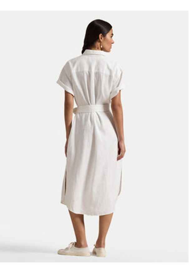 Polo Ralph Lauren Sukienka koszulowa 211959912002 Biały Regular Fit. Typ kołnierza: polo. Kolor: biały. Materiał: len. Typ sukienki: koszulowe
