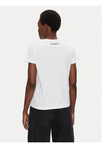 Karl Lagerfeld - KARL LAGERFELD T-Shirt A2W17120 Biały Regular Fit. Typ kołnierza: dekolt w karo. Kolor: biały. Materiał: bawełna