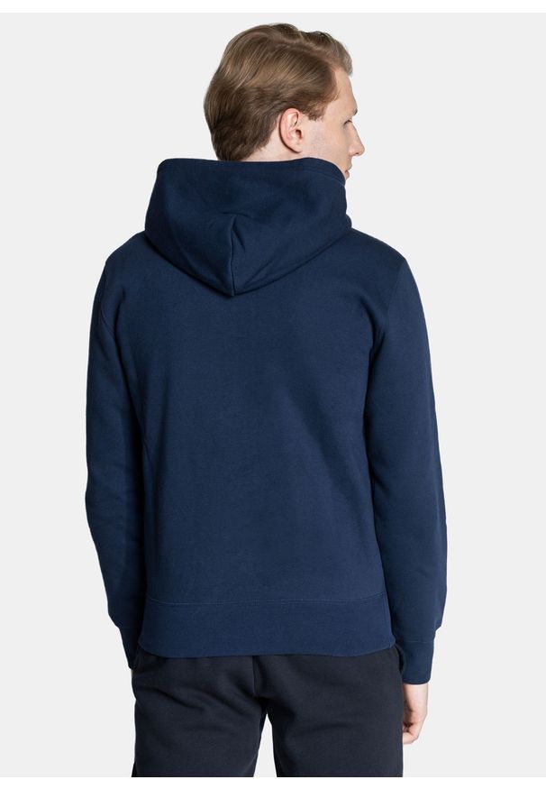 Bluza męska Champion Organic Cotton Blend Small Script Logo Zip-Up (216477-BS538). Kolor: niebieski. Materiał: materiał. Styl: sportowy, elegancki
