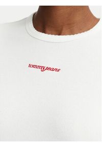 Tommy Jeans T-Shirt Script Rib DW0DW22809 Kremowy Slim Fit. Kolor: kremowy. Materiał: bawełna #4