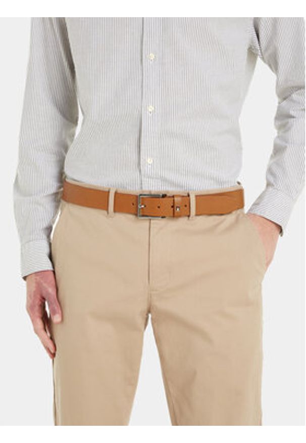 TOMMY HILFIGER - Tommy Hilfiger Pasek Męski Oliver 3.5 Ext AM0AM11461 Brązowy. Kolor: brązowy. Materiał: skóra