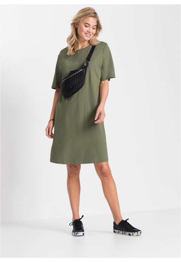 bonprix - Sukienka T-shirtowa oversize. Kolor: zielony. Typ sukienki: oversize. Styl: elegancki