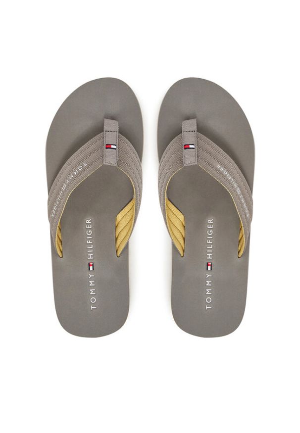 TOMMY HILFIGER - Tommy Hilfiger Japonki Hilfiger Nyc Beach Sandal FM0FM05437 Szary. Kolor: szary. Materiał: materiał
