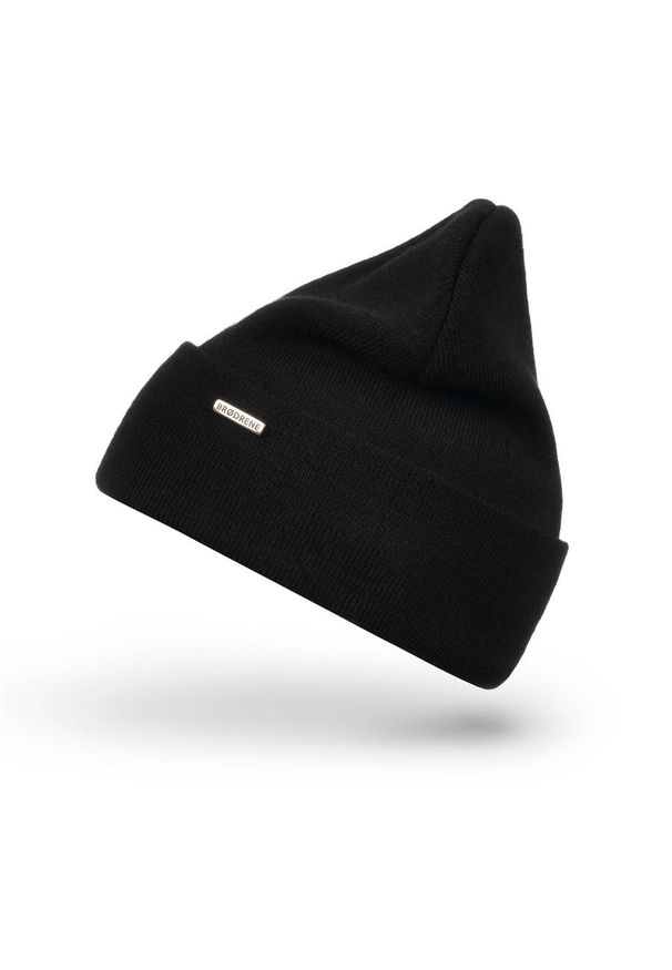 BRODRENE - Czapka zimowa beanie Brodrene CZ26 czarna. Kolor: czarny. Materiał: materiał. Sezon: zima