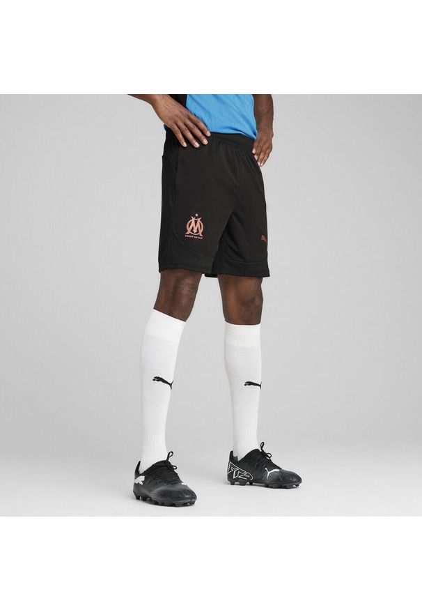 Puma - Męskie szorty treningowe Olympique Marsylia PUMA Black Copper Metallic. Kolor: czarny, szary, wielokolorowy. Sport: piłka nożna
