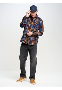 Big-Star - Koszula męska w kratę granatowa Dakowis 403. Kolor: niebieski. Materiał: jeans, tkanina, bawełna. Wzór: kolorowy, haft. Styl: rockowy, klasyczny, retro #3