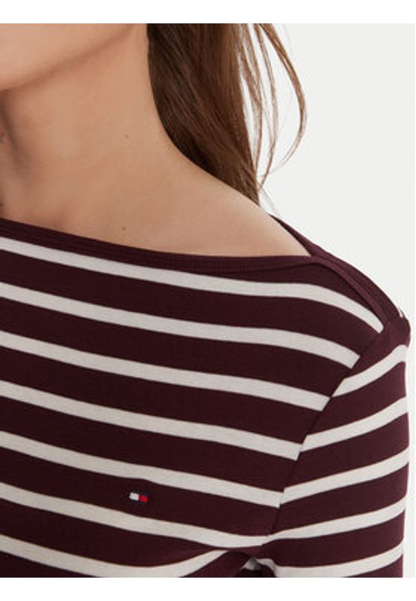 TOMMY HILFIGER - Tommy Hilfiger Bluzka WW0WW40589 Bordowy Regular Fit. Kolor: czerwony. Materiał: bawełna