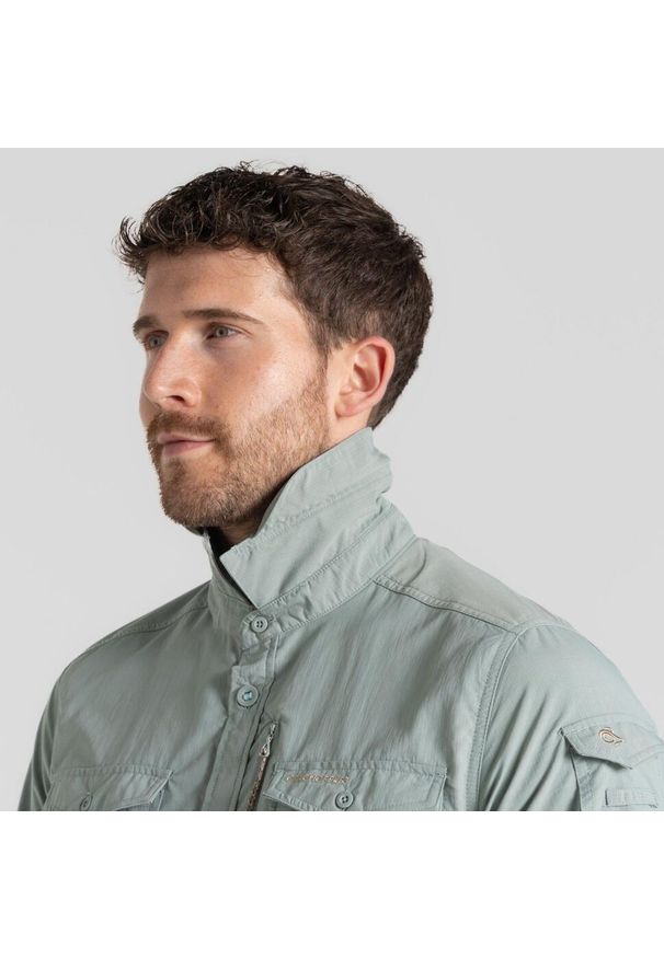 CRAGHOPPERS - Koszula podróżnicza męska Craghoppers NosiLife Adventure LS Shirt III. Okazja: na co dzień. Kolor: zielony. Styl: casual
