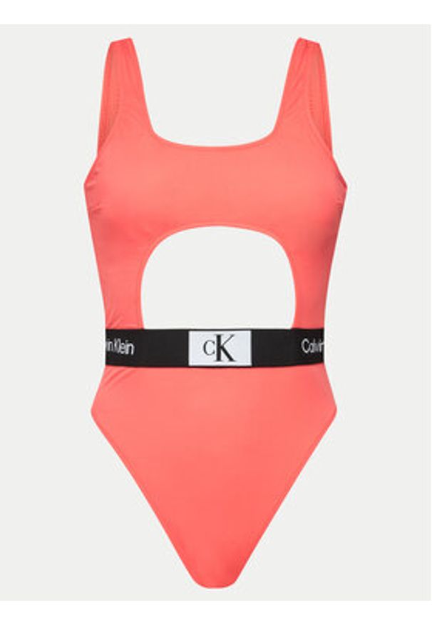 Calvin Klein Swimwear Strój kąpielowy KW0KW02357 Koralowy. Kolor: pomarańczowy. Materiał: syntetyk