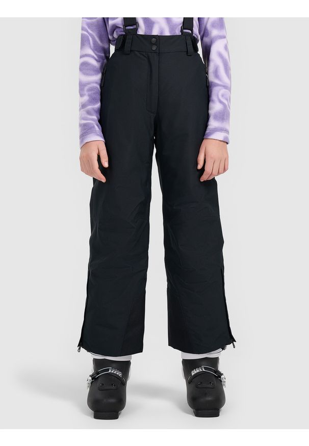 4f - 4F Spodnie narciarskie membrana 8000 dziewczęce - czarne 122 (6-7 lat). Kolor: czarny. Materiał: poliester, materiał. Wzór: gładki. Sezon: lato. Sport: narciarstwo