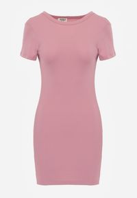 Born2be - Różowa Bawełniana Sukienka o Prostym Kroju Typu T-shirt Zelosise. Okazja: do pracy, na co dzień. Kolor: różowy. Materiał: bawełna. Typ sukienki: proste. Styl: sportowy, klasyczny, elegancki, casual #4