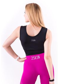 2SkIN - Stanik sportowy damski 2skin STUDIO TOP BLACK. Kolor: czarny. Materiał: elastan, poliester. Rodzaj stanika: push-up. Sport: fitness