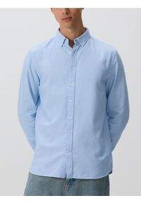 Reserved - Bawełniana koszula slim fit - jasnoniebieski. Kolor: niebieski. Materiał: bawełna