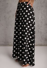 Renee - Czarny Komplet w Groszki Bluzka Wiązana przy Szyi i Spodnie Wide Leg Firerun. Kolor: czarny. Wzór: grochy #4