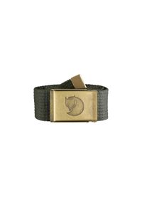 Fjällräven - Pasek do spodni Fjallraven Canvas Brass Belt 4 cm - mountain grey. Kolor: zielony. Sport: turystyka piesza