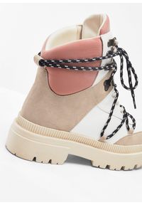 bonprix - Botki sznurowane, ocieplane. Kolor: beżowy #3
