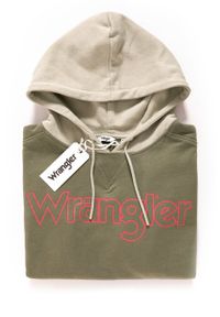 Wrangler - BLUZA WRANGLER DAMSKA KABEL HOODIE DUSTY OLIVE W6078HQ45 112130447. Typ kołnierza: kaptur #9