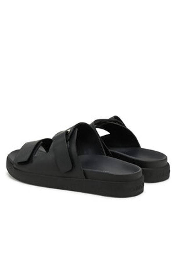 Calvin Klein Sandały Flat Adj Slide Eyelet HW0HW02489 Czarny. Kolor: czarny. Materiał: skóra