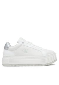 Calvin Klein Jeans Sneakersy Bold Flatf Low Lace Mg YW0YW01766 Biały. Kolor: biały. Materiał: skóra