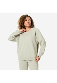 DOMYOS - Bluza damska Domyos Gym & Pilates. Kolor: zielony. Materiał: materiał. Długość rękawa: raglanowy rękaw. Sport: joga i pilates