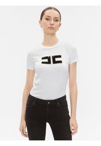 Elisabetta Franchi T-Shirt MA-002-36E2-V220 Biały Regular Fit. Kolor: biały. Materiał: bawełna