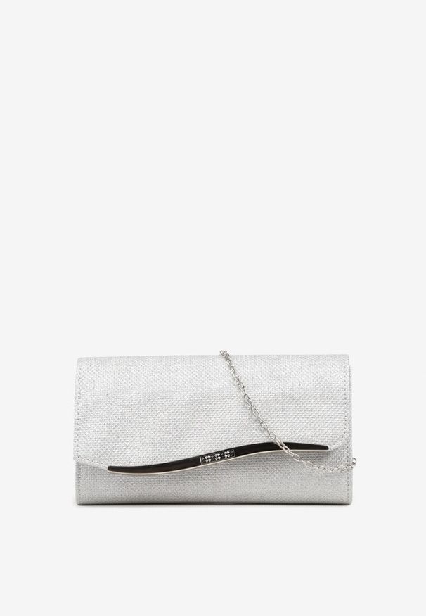 Renee - Srebrna Brokatowa Torebka Kopertówka z Dodatkowym Łańcuszkiem Paselissa. Kolor: srebrny. Styl: casual, elegancki