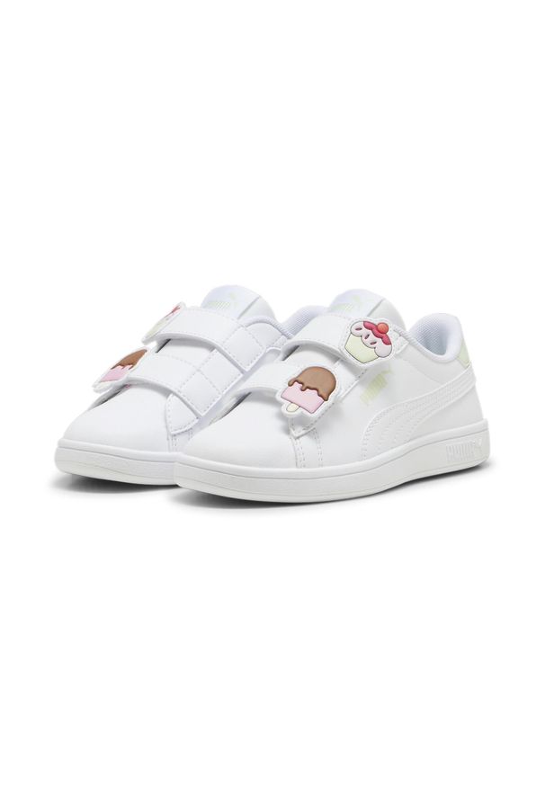 Puma - Dziecięce sneakersy PUMA Smash 3.0 Badges PUMA White Green Illusion. Kolor: zielony, biały, wielokolorowy. Sport: bieganie
