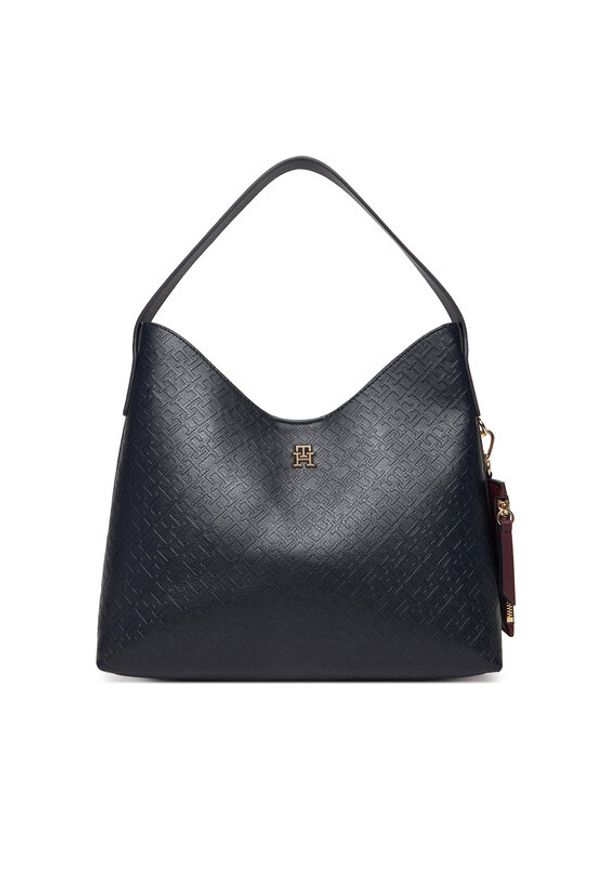 TOMMY HILFIGER - Tommy Hilfiger Torebka Th Icon Shoulder Bag Mono AW0AW18141 Granatowy. Kolor: niebieski. Materiał: skórzane