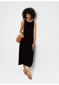 bonprix - Długa sukienka z dżerseju ze zrównoważonej wiskozy. Kolor: czarny. Materiał: jersey, wiskoza. Długość: maxi