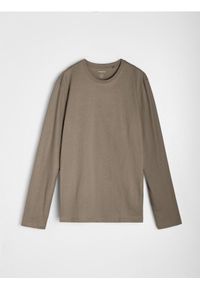 Sinsay - Bawełniana koszulka z długimi rękawami - brązowy. Kolor: brązowy. Materiał: bawełna. Długość rękawa: długi rękaw. Długość: długie