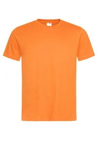 Stedman - Pomarańczowy Bawełniany T-Shirt Męski Bez Nadruku -STEDMAN- Koszulka, Krótki Rękaw, Basic, U-neck. Okazja: na co dzień. Kolor: pomarańczowy. Materiał: bawełna. Długość rękawa: krótki rękaw. Długość: krótkie. Styl: casual #1