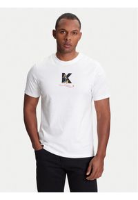Karl Lagerfeld - KARL LAGERFELD T-Shirt 755099 553270 Biały Regular Fit. Typ kołnierza: dekolt w karo. Kolor: biały. Materiał: bawełna #1