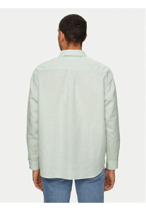 Wrangler Koszula W5D6LOX6U 112330800 Turkusowy Relaxed Fit. Kolor: turkusowy. Materiał: len