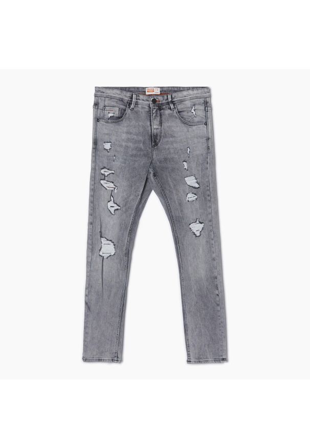 Cropp - Szare jeansy skinny - Jasny szary. Kolor: szary