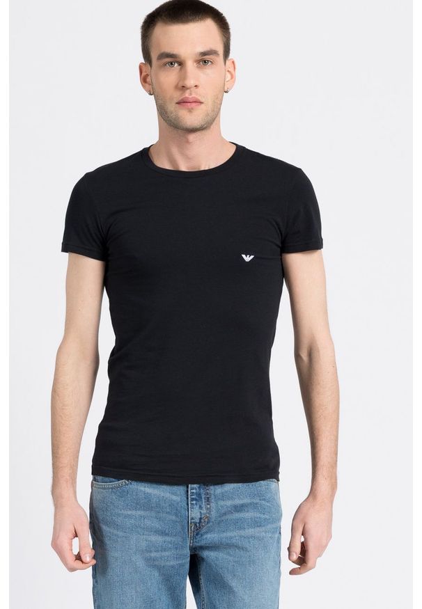 Emporio Armani Underwear - T-shirt. Kolor: czarny. Materiał: dzianina. Wzór: gładki