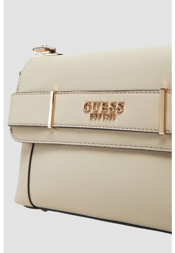 Guess - GUESS Taupe damska torebka Anadela. Kolor: beżowy. Materiał: skórzane