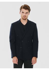 Pako Lorente - PAKO LORENTE – Granatowa dwurzędowa marynarka męska. Okazja: na co dzień. Kolor: niebieski, czarny. Materiał: poliester, wiskoza, elastan. Wzór: gładki. Styl: casual #1