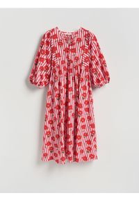 Reserved - Wzorzysta sukienka midi - wielobarwny. Materiał: bawełna. Długość: midi #1