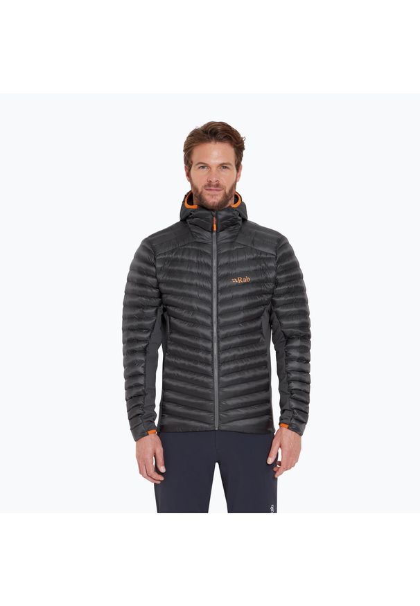 Kurtka puchowa męska Rab Cirrus Flex Hoody. Kolor: czarny. Materiał: puch. Sport: turystyka piesza