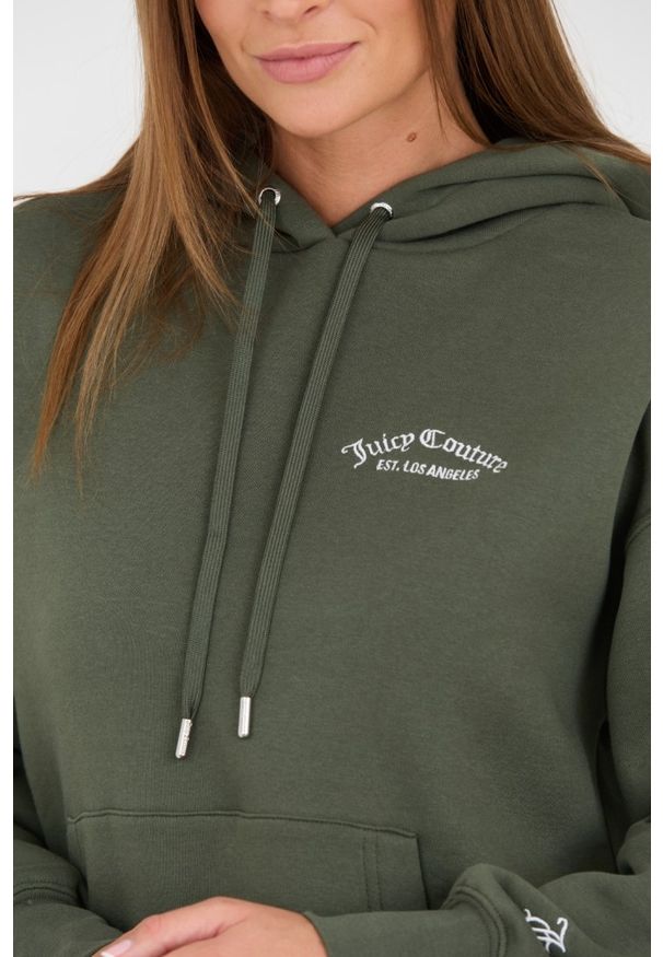 Juicy Couture - JUICY COUTURE Zielona damska bluza Recycled Queenie Hoodie, Rozmiar XXS. Kolor: zielony